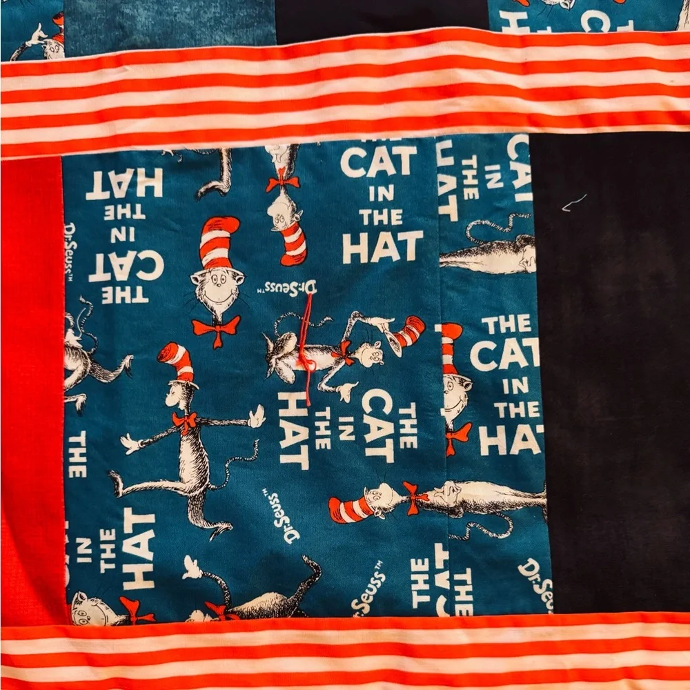 Handmade Dr Seuss Cat in the Hat quilt! One of a kind!